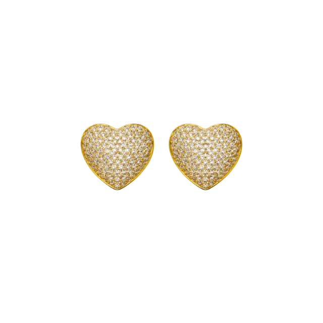 IOAKU Heart of Pavé studs øredobber gull hjerte