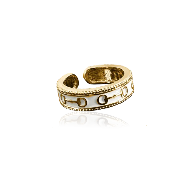 IOAKU Horse Enamel ring hvit gull messing