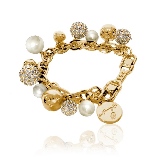IOAKU Berry Pearl Sparkle armbånd hvit gull 16–19 cm