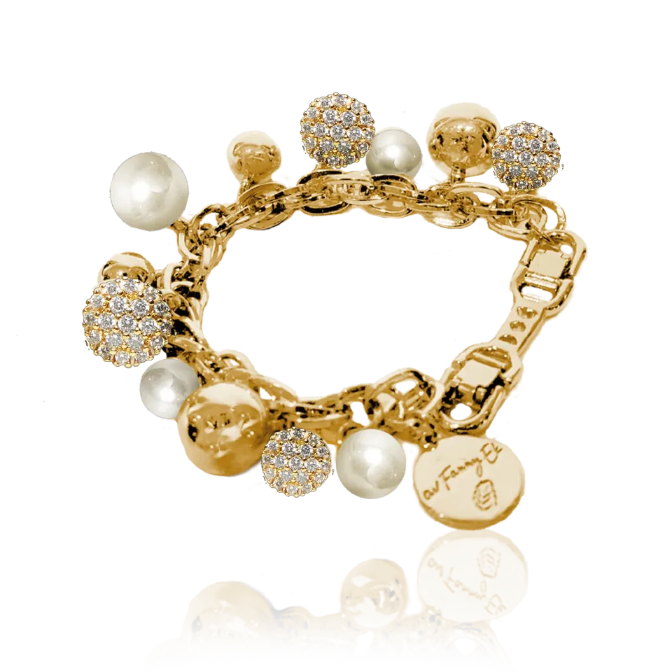 IOAKU Berry Pearl Sparkle armbånd hvit gull 16–19 cm