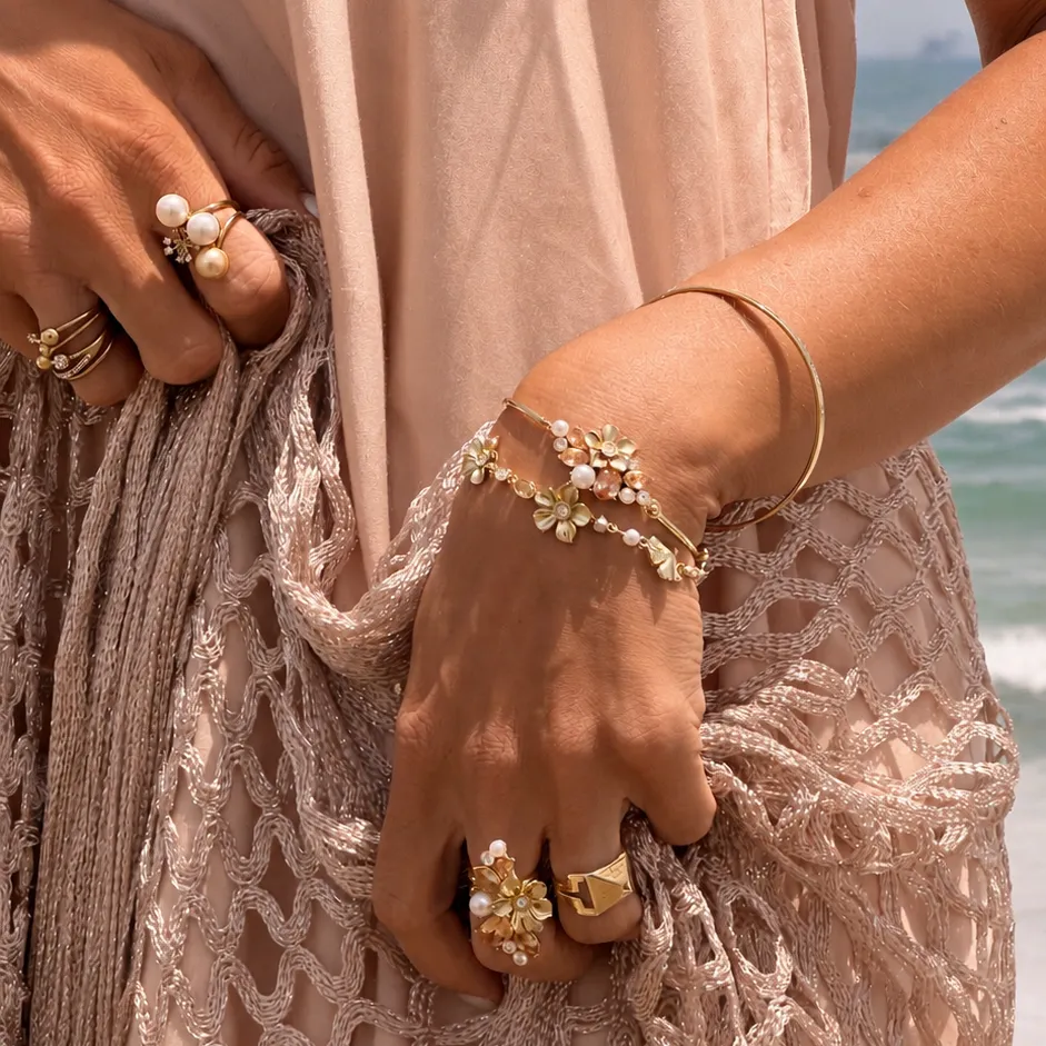 IOAKU La Fleur Sirene Garden armbånd champagne