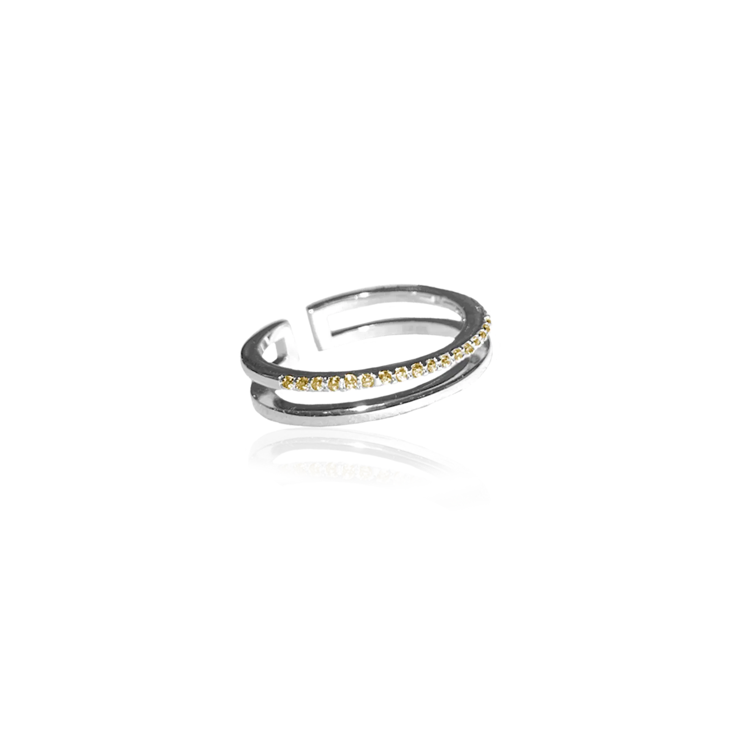 IOAKU Plain Crystal Twin ring brun gull justerbar