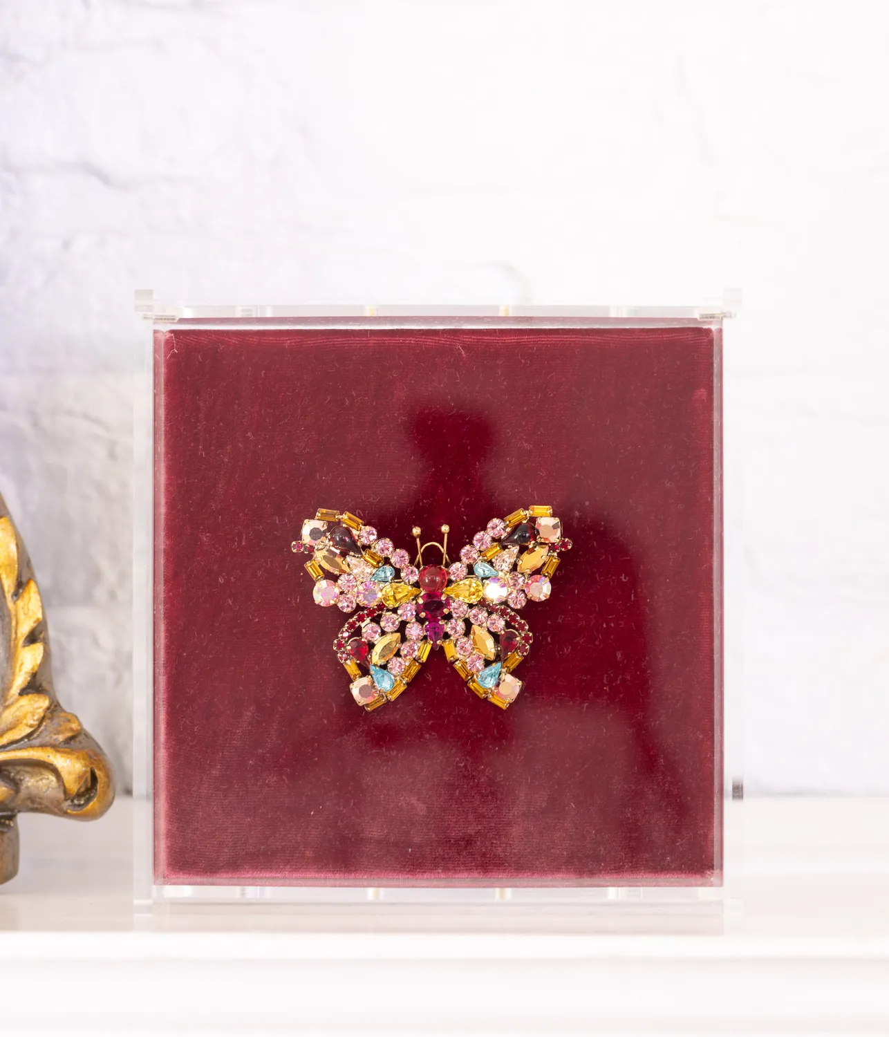 Loren Hope Small Butterfly brosje Rose Fuchsia Aqua