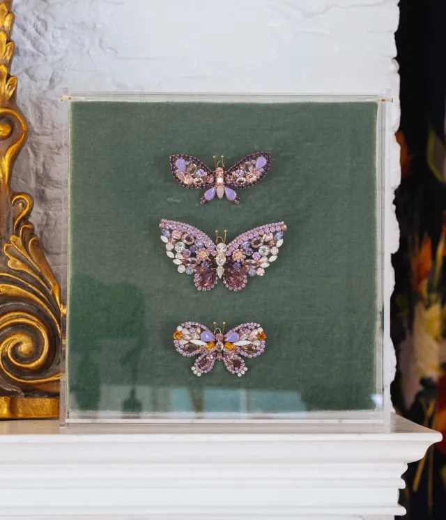 Loren Hope Butterfly Trio brosje lilla 3-pak vintage