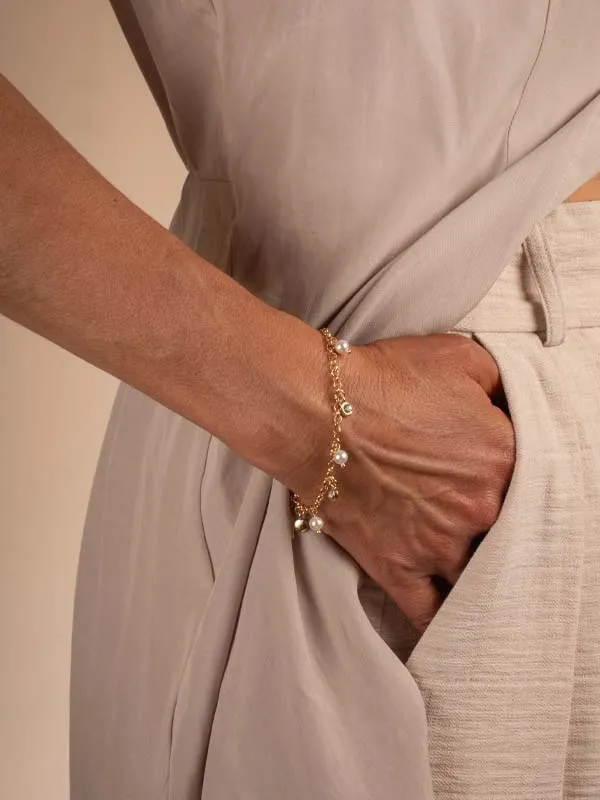 pfg Stockholm Petite Pearl armbånd gull