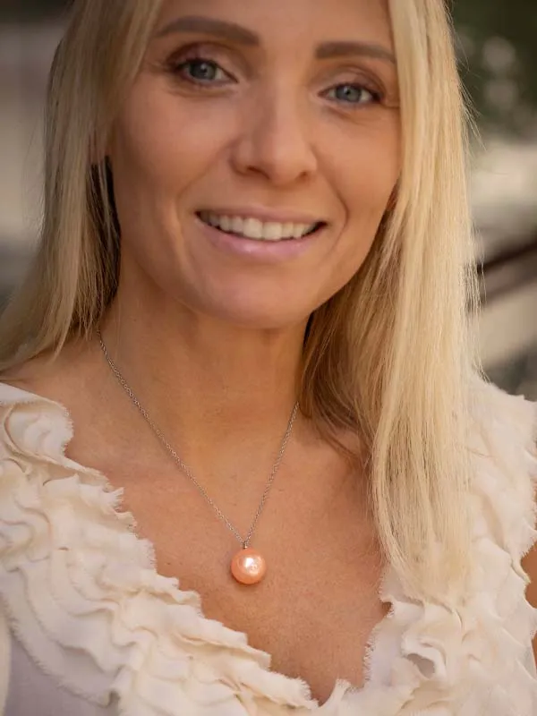 pfg Stockholm Peach halskjede aprikos stor perle