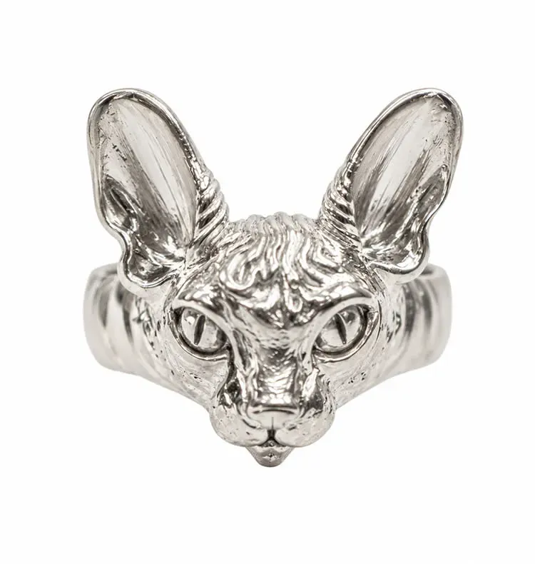 Wos Sphynx Cat ring 925 sølv justerbar str 17