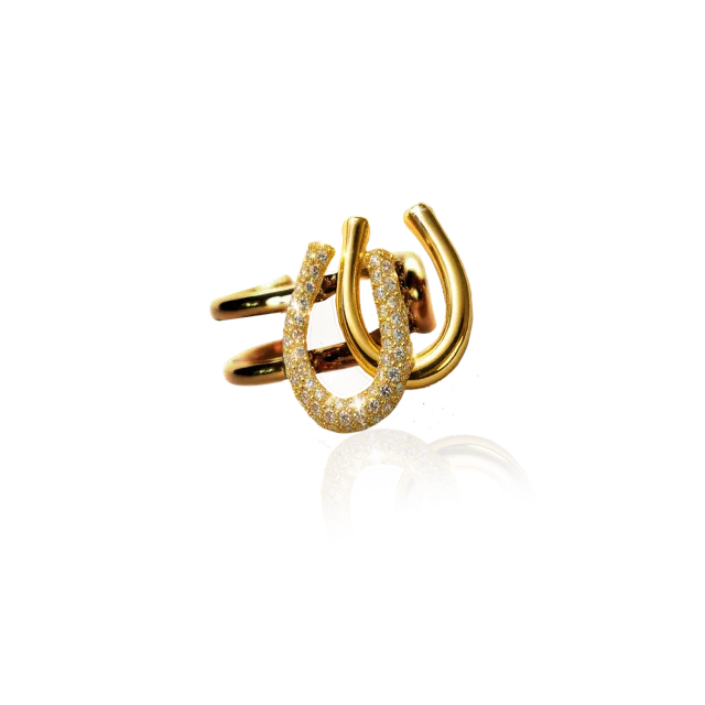 IOAKU Horseshoe Sparkle ring gull justerbar