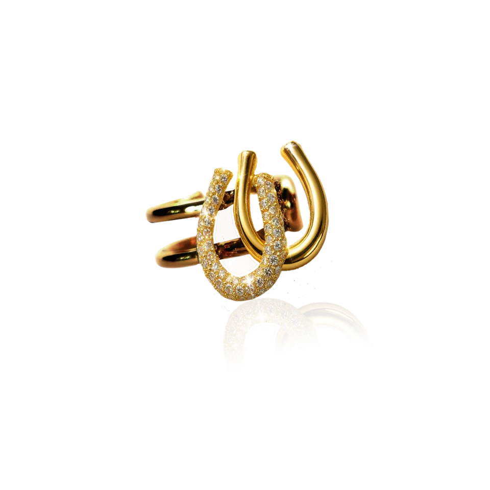 IOAKU Horseshoe Sparkle ring gull justerbar