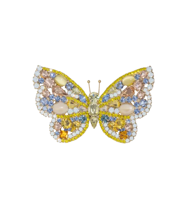 Loren Hope Butterfly Large brosje citrine white opal vintage rose