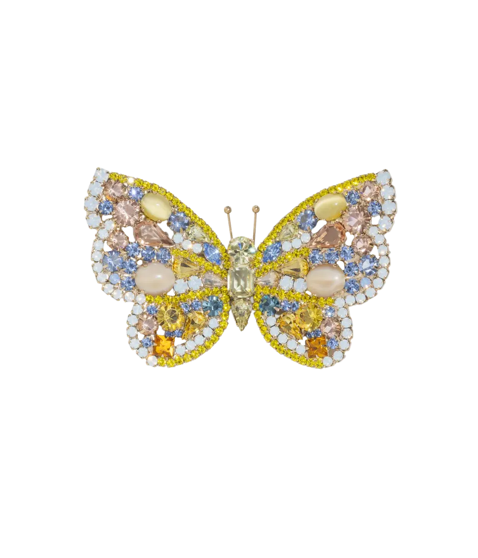 Loren Hope Butterfly Large brosje citrine white opal vintage rose