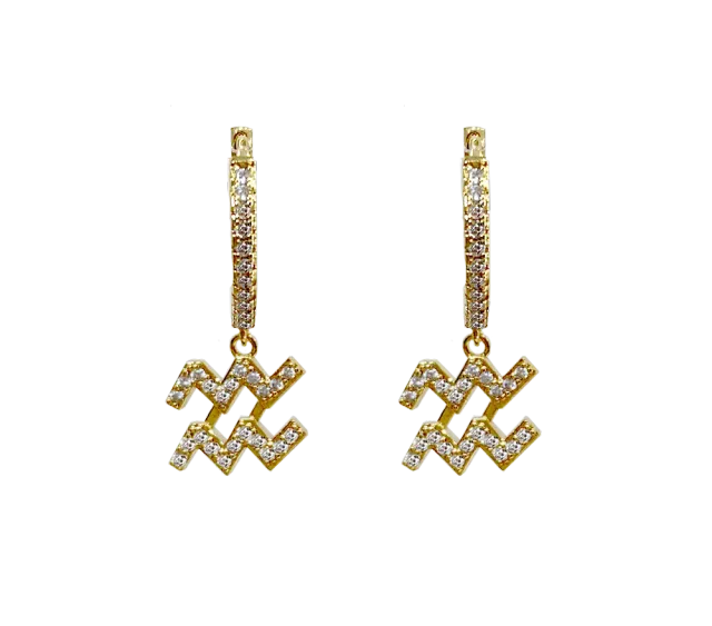 IOAKU Zodiac Sparkle Micro Hoop øredobber guld Leo nikkel fri