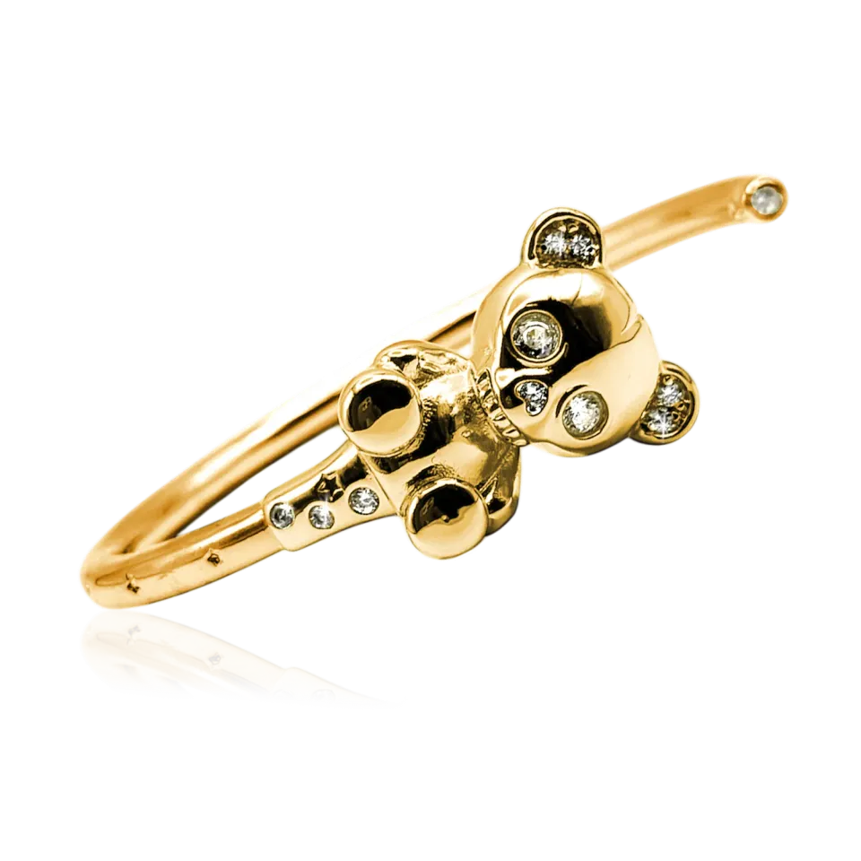 IOAKU Bear Skeleton armbånd cuff gull bamse 6 cm