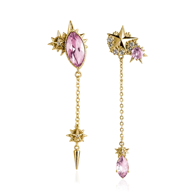 IOAKU Elecktra Sparkle Spike Star øredobber rosa 7,2 cm