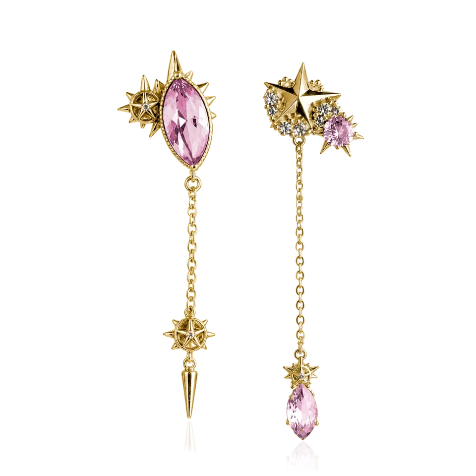 IOAKU Elecktra Sparkle Spike Star øredobber rosa 7,2 cm