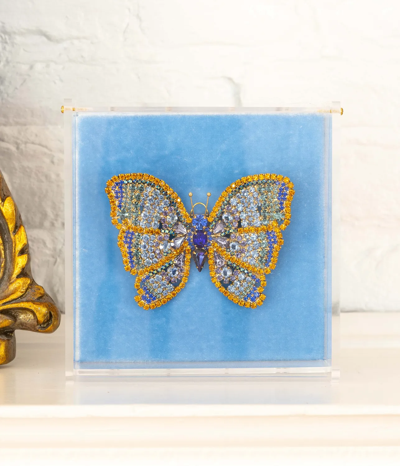 Loren Hope X-Large Butterfly Topaz Sapphire brosje unik
