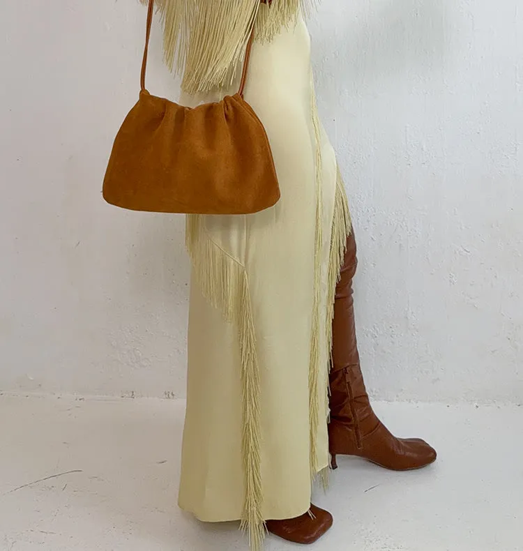 Wos Gia veske semsket brunt skinn clutch