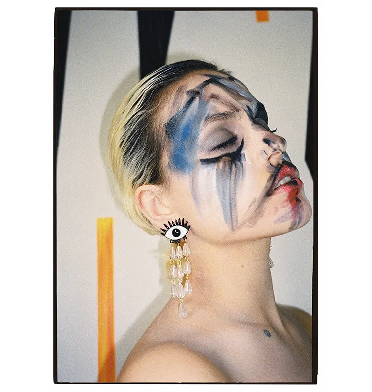 Wos Cry Baby øredobber sort 9 cm øye
