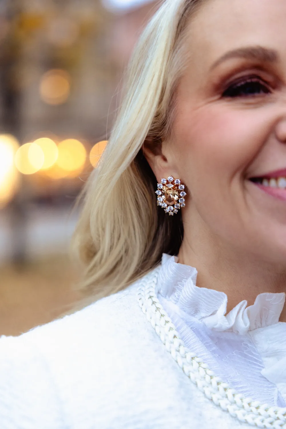 Janne Formoe Krystle øredobb champagne 31 mm forgylt
