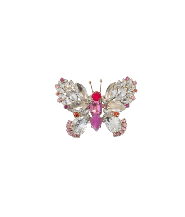 Loren Hope Butterfly brosje krystall fuchsia