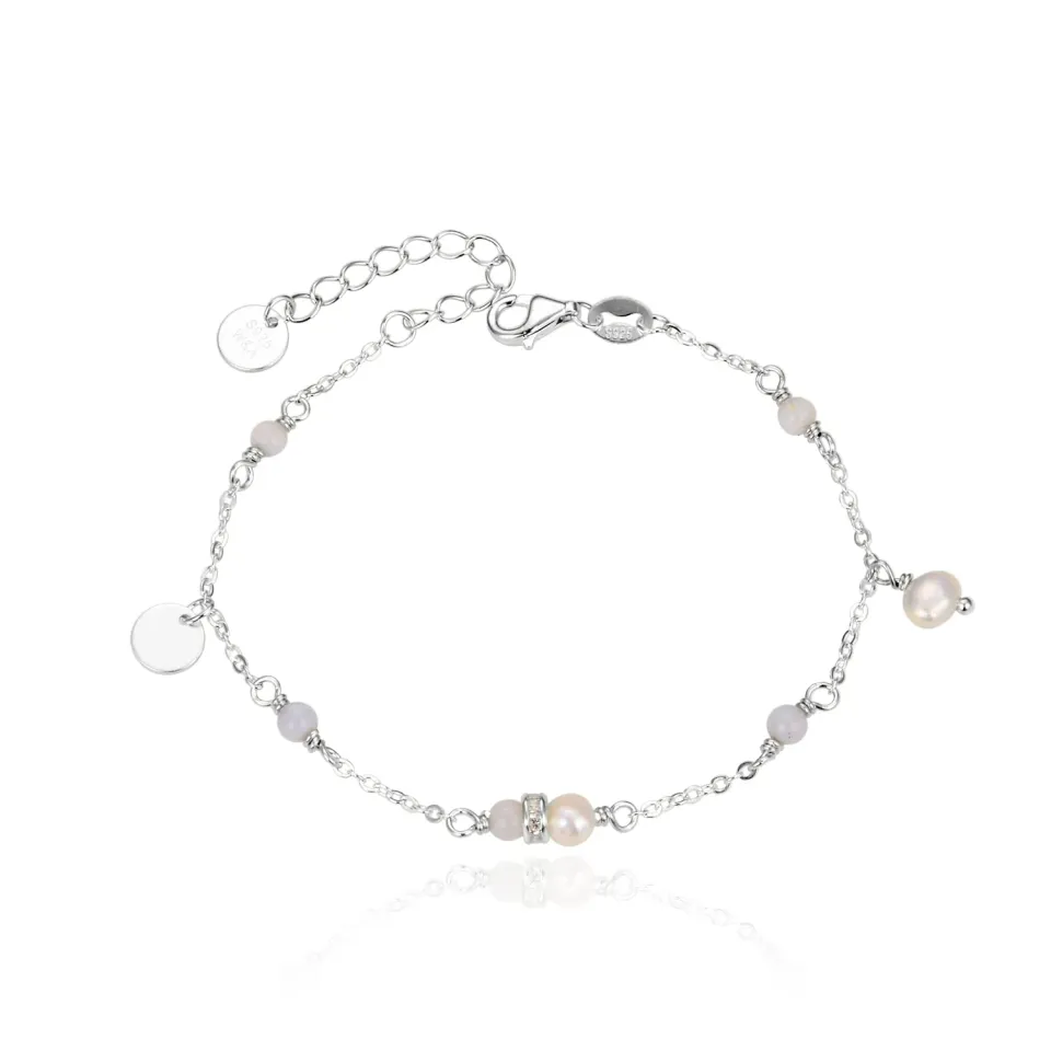 Wioga Silke B-2038-S armbånd sølv amazonitt 16–18 cm