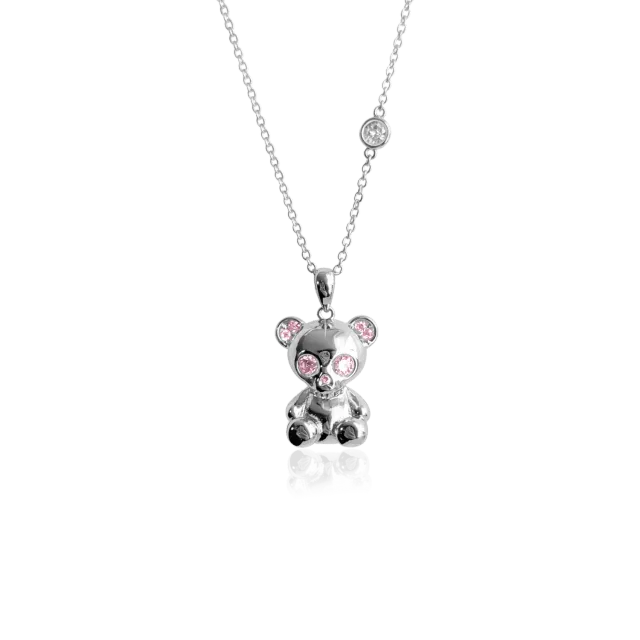 IOAKU Bear Skeleton halskjede rosa forgylt messing