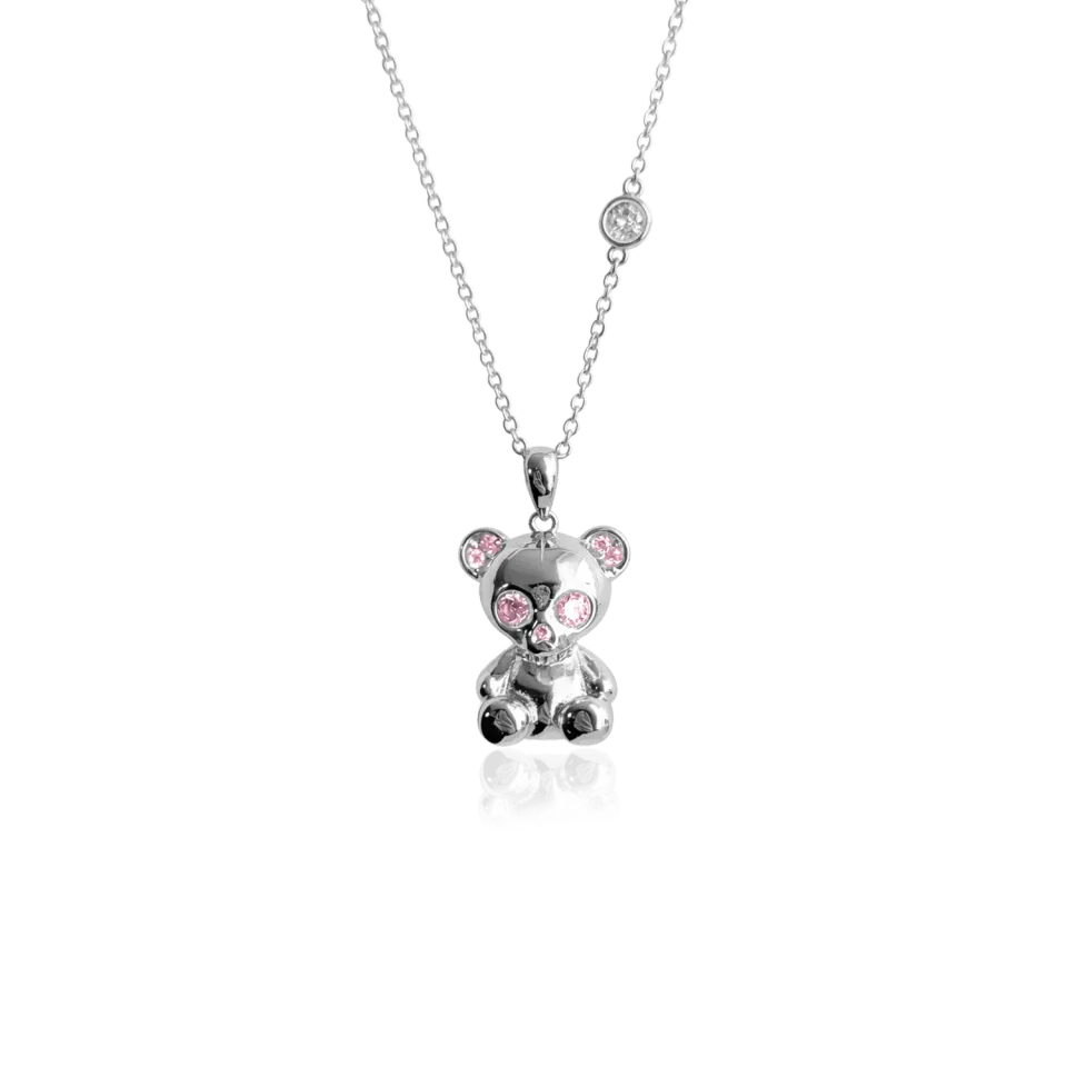 IOAKU Bear Skeleton halskjede rosa forgylt messing