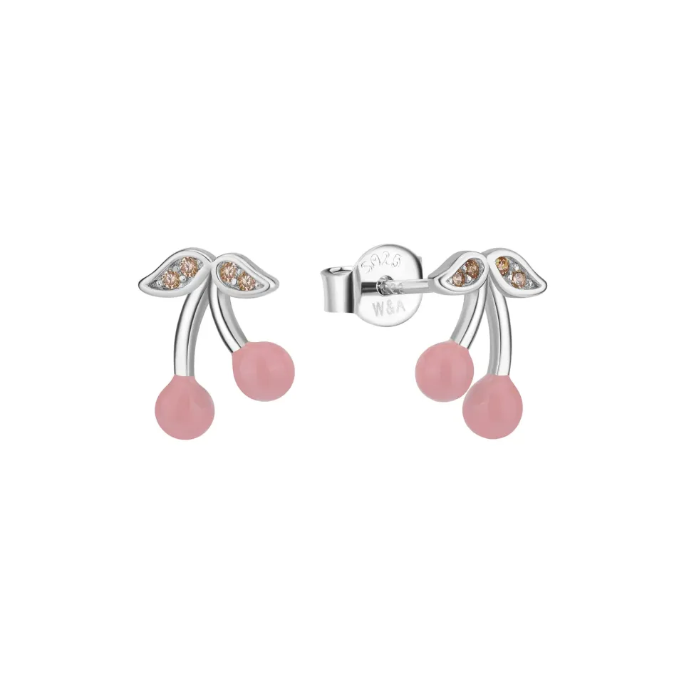 Wioga Cherry E-8500-S øredobber sølv rosa 1,2 cm par