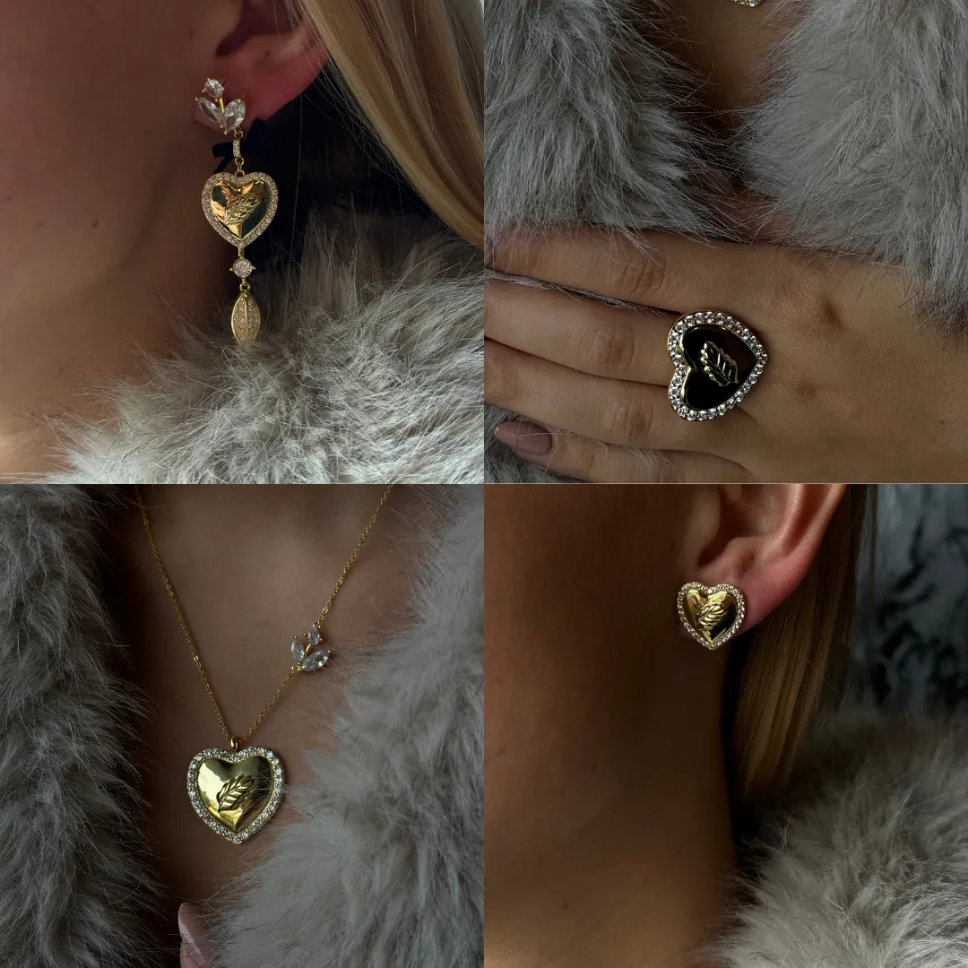 IOAKU Heart of Mistletoe ring gull justerbar
