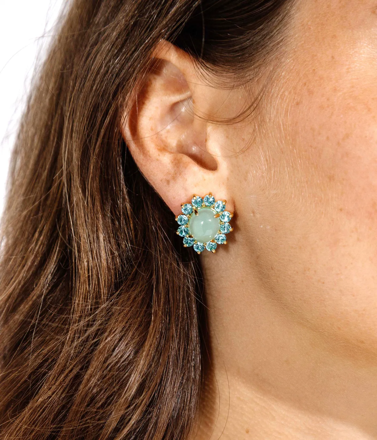 Loren Hope Georgie Stud øredobber Aqua 2 cm gull