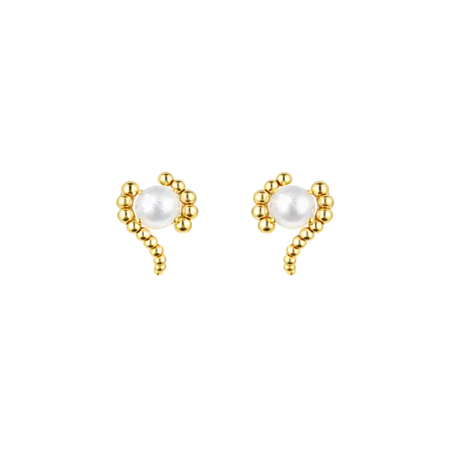 IOAKU Sculptural Pearl Studs øredobber gull