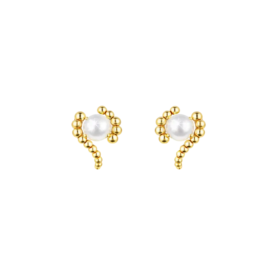 IOAKU Sculptural Pearl Studs øredobber gull