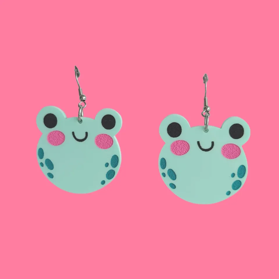 MiniKitty Cutie Frogs øredobb laserskåret lett