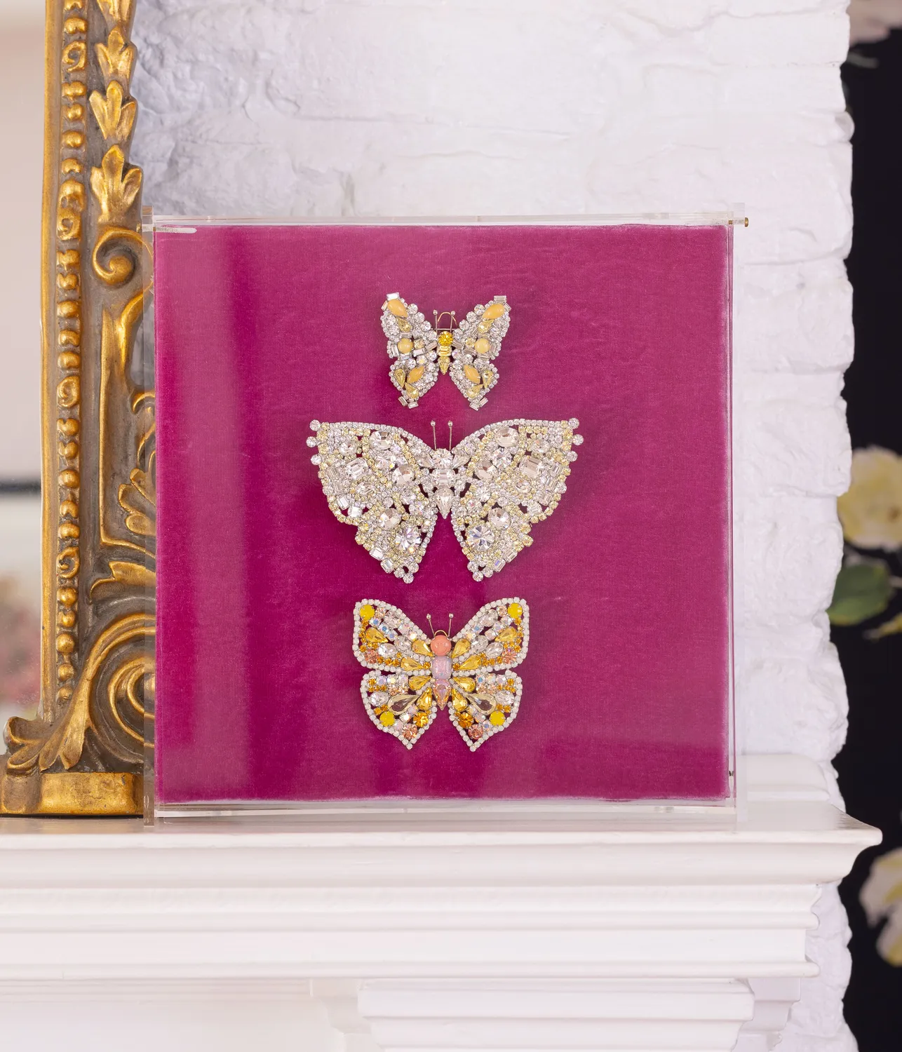 Loren Hope Butterfly Trio brosjesett 3 stk pineapple