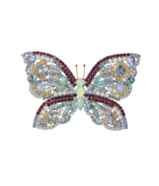 Loren Hope X-Large Butterfly brosje aqua ametyst