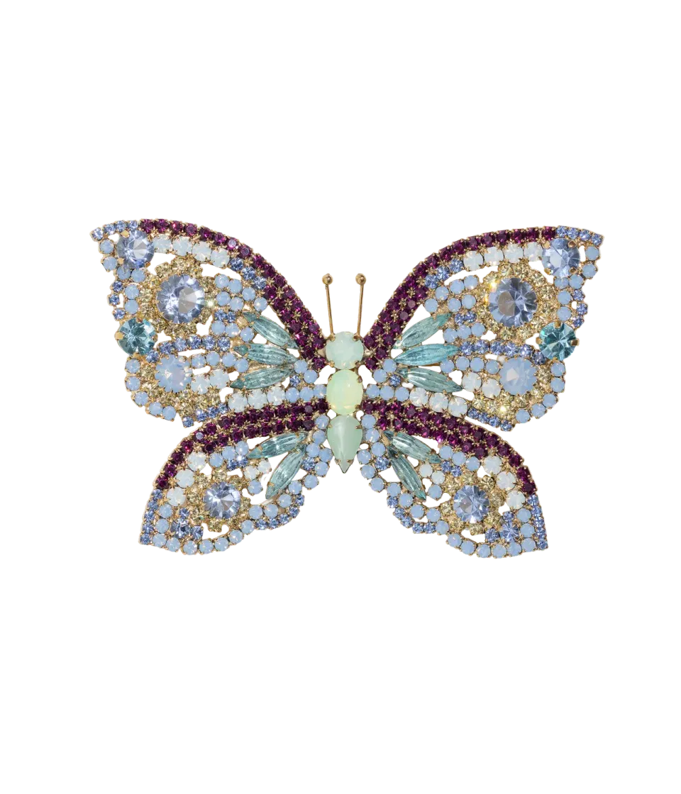 Loren Hope X-Large Butterfly brosje aqua ametyst