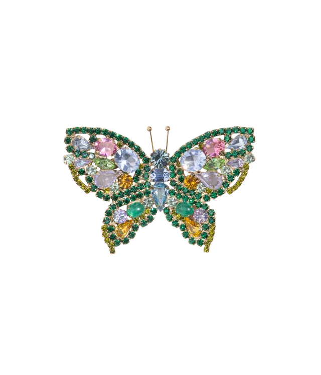 Loren Hope Butterfly Large brosje smaragd
