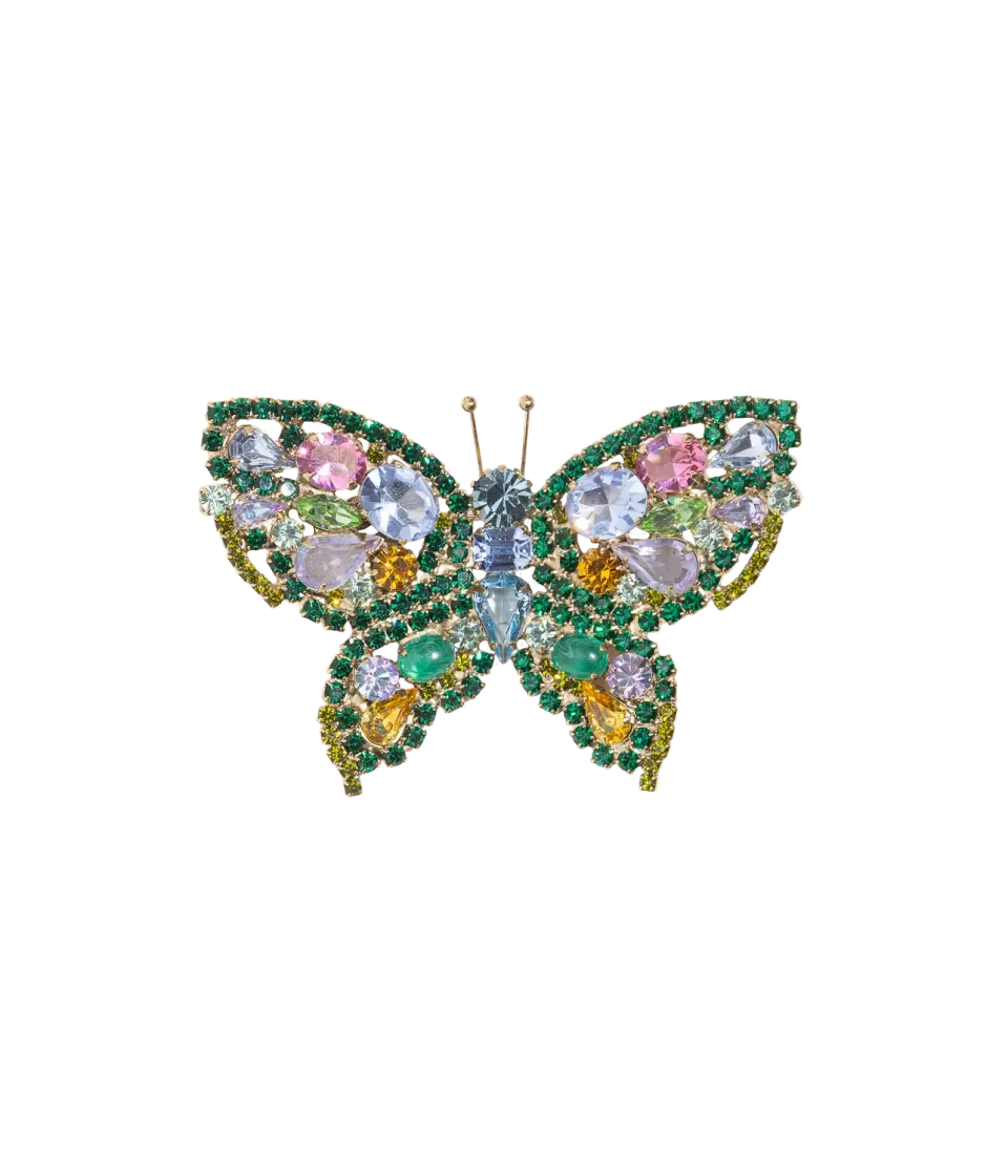 Loren Hope Butterfly Large brosje smaragd