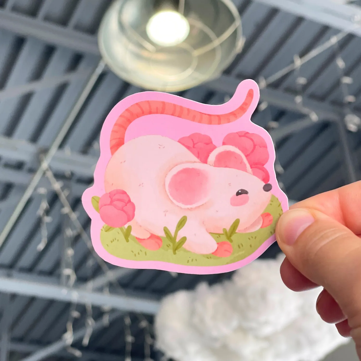 MiniKitty Rose Mouse klistremerke 7,6 cm vanntett vinyl