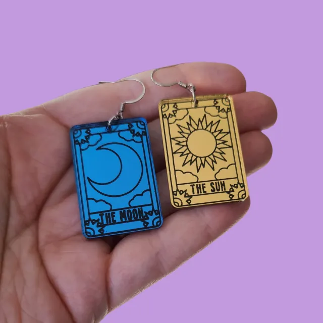 MiniKitty Tarot Sun Moon øredobber speilakryl