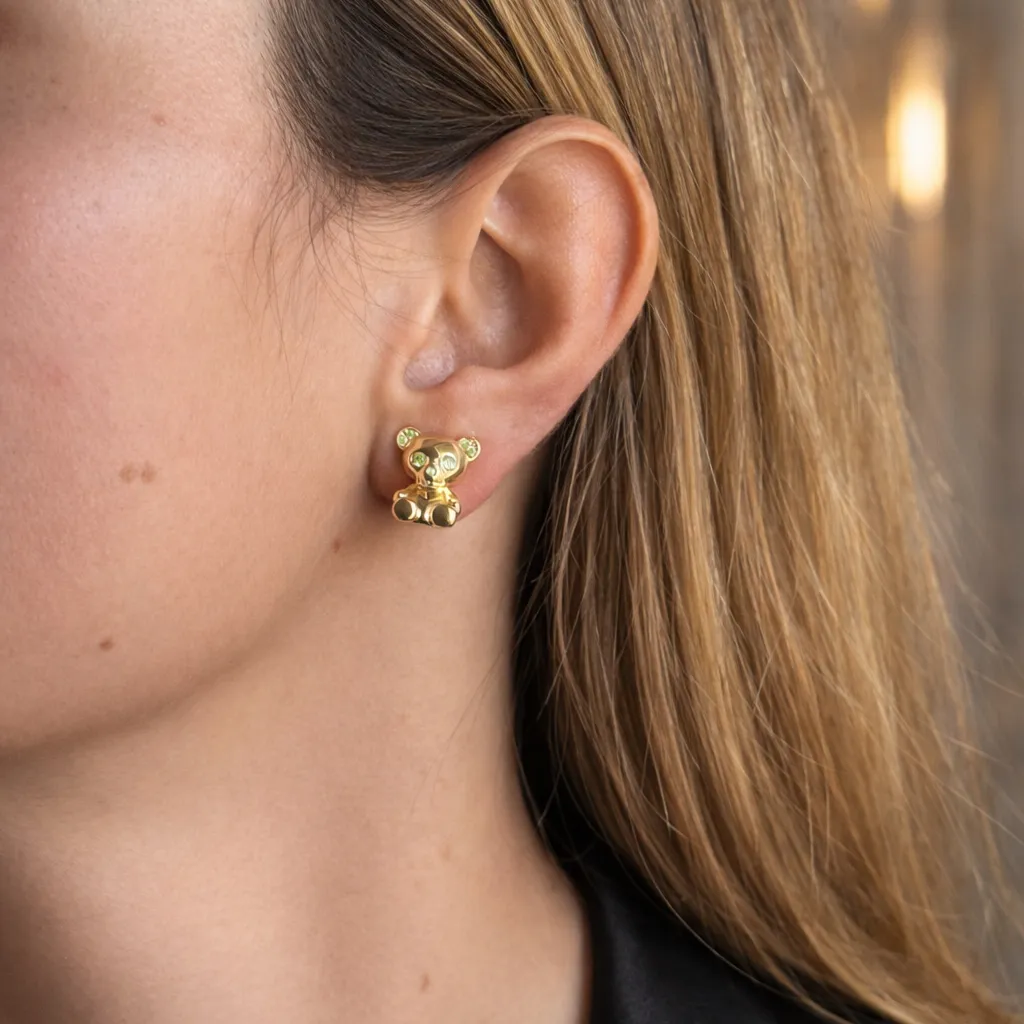 IOAKU Bear Skeleton studs lysegrønn gull