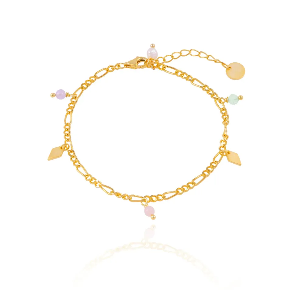 Wioga Alberte B-2051-GP armbånd forgylt perler 15,5–18 cm