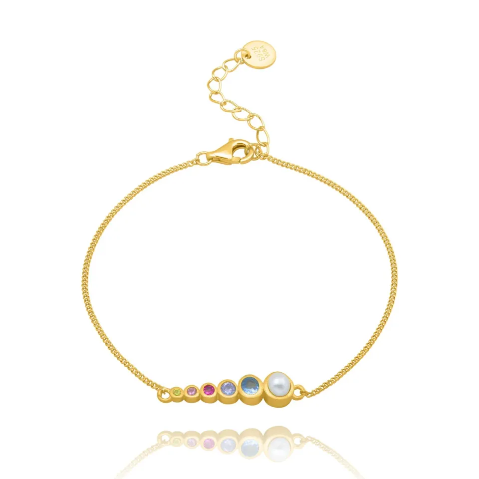 Wioga Sigrid B-8081-GP armbånd forgylt perle 16-18 cm