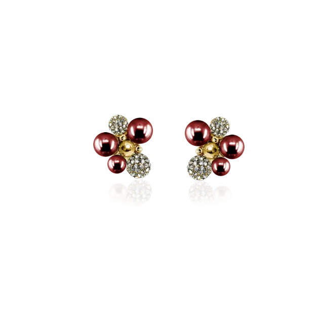 IOAKU Berry Pearl Sparkle stud burgunder gull