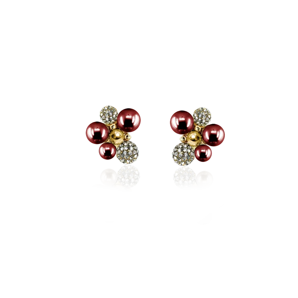 IOAKU Berry Pearl Sparkle stud burgunder gull