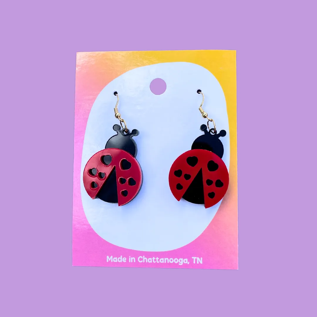 MiniKitty Ladybug øredobber akryl rød
