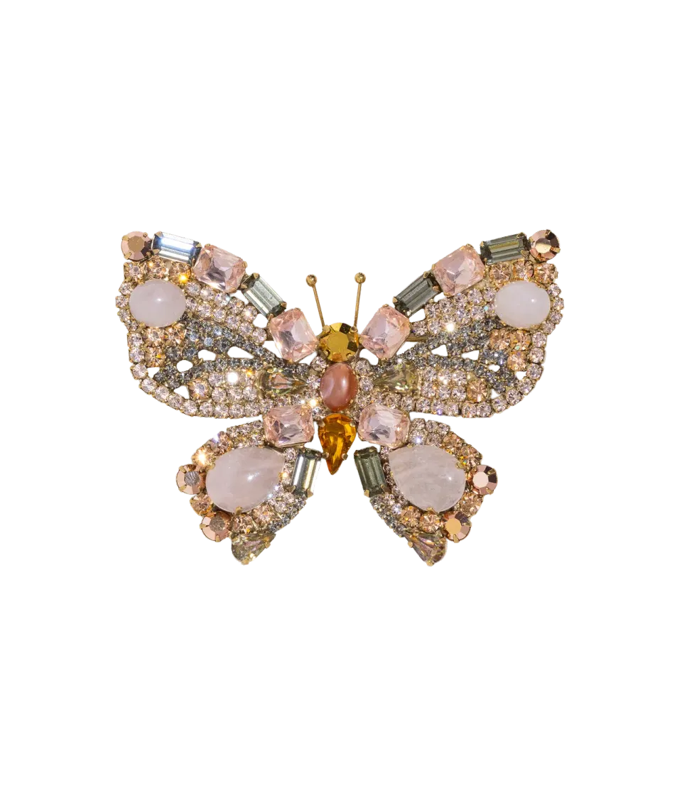 Loren Hope Butterfly X-Large brosje Rose Quartz unik