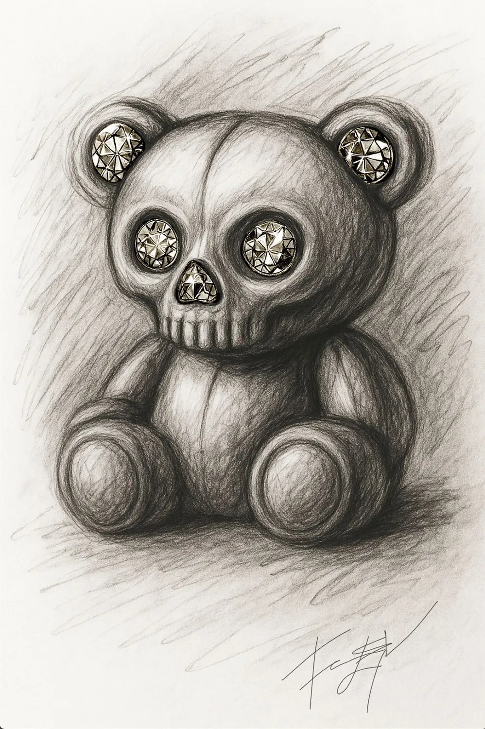 IOAKU Bear Skeleton mystery box sølv øredobber