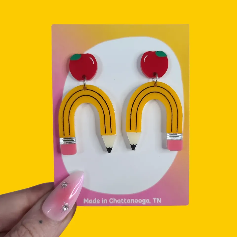 MiniKitty Pencil Teacher øredobber statement akryl