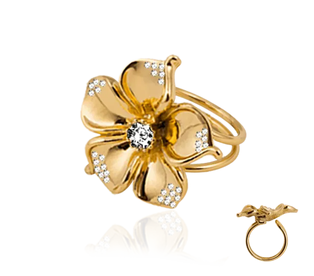 IOAKU La Fleur Crystal ring hvit gull str 7